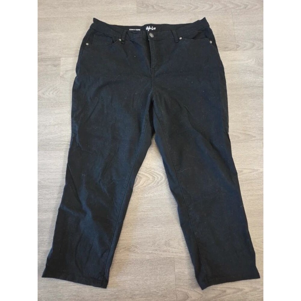 Curvy Capri Style & Co Black Wide Leg Pants Women's Size 16 Stretch